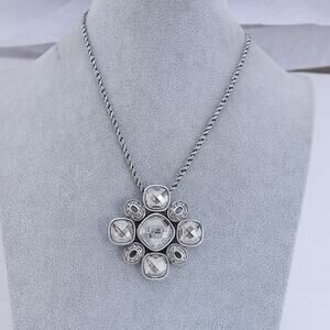 Brighton Venus Rising Convertible Pendant Brooch Necklace Smoky Grey Crystal 16"